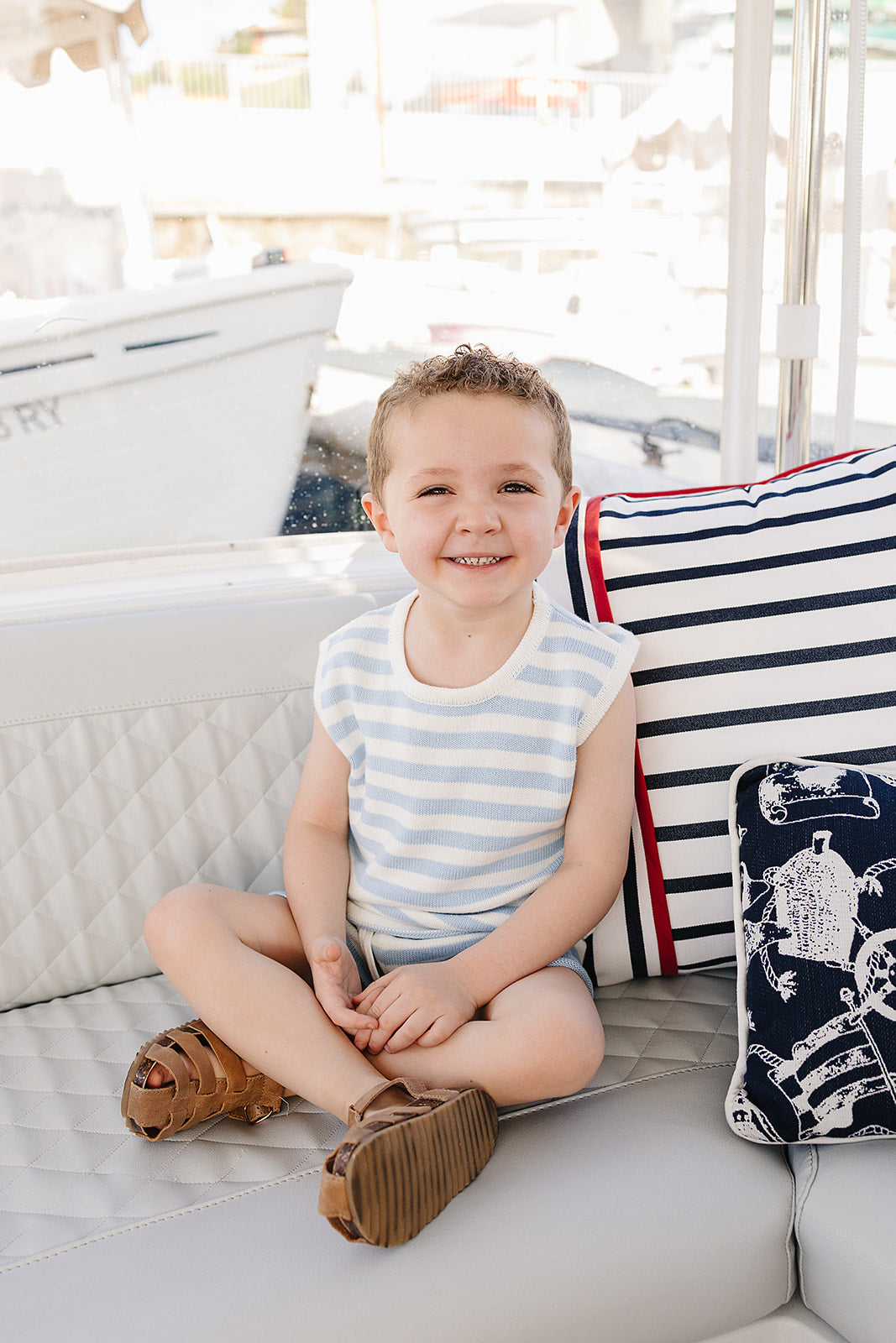 Blue Stripe Short Tank Set