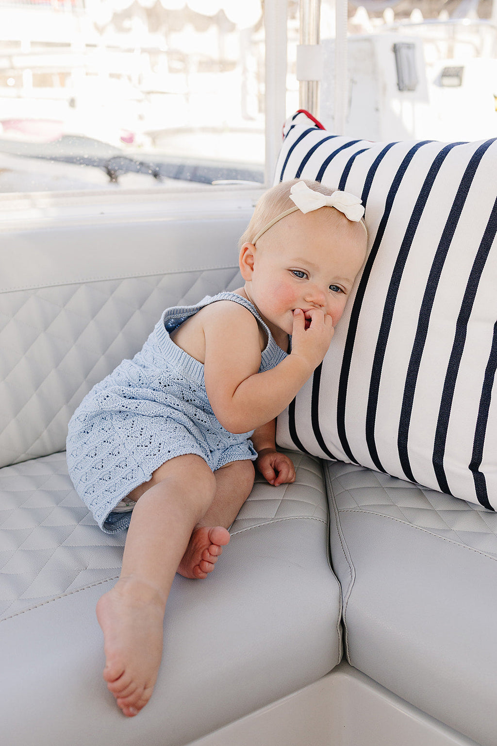 Blue Knit Tank Romper