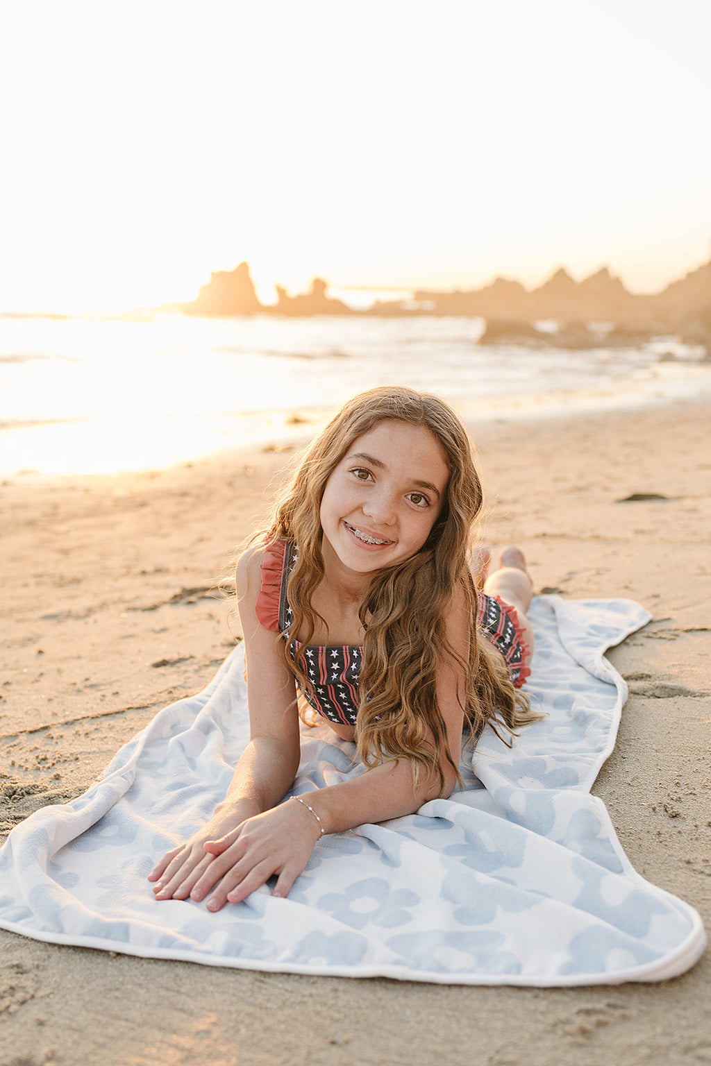 Coastal Floral Organic Cotton Beach Towel