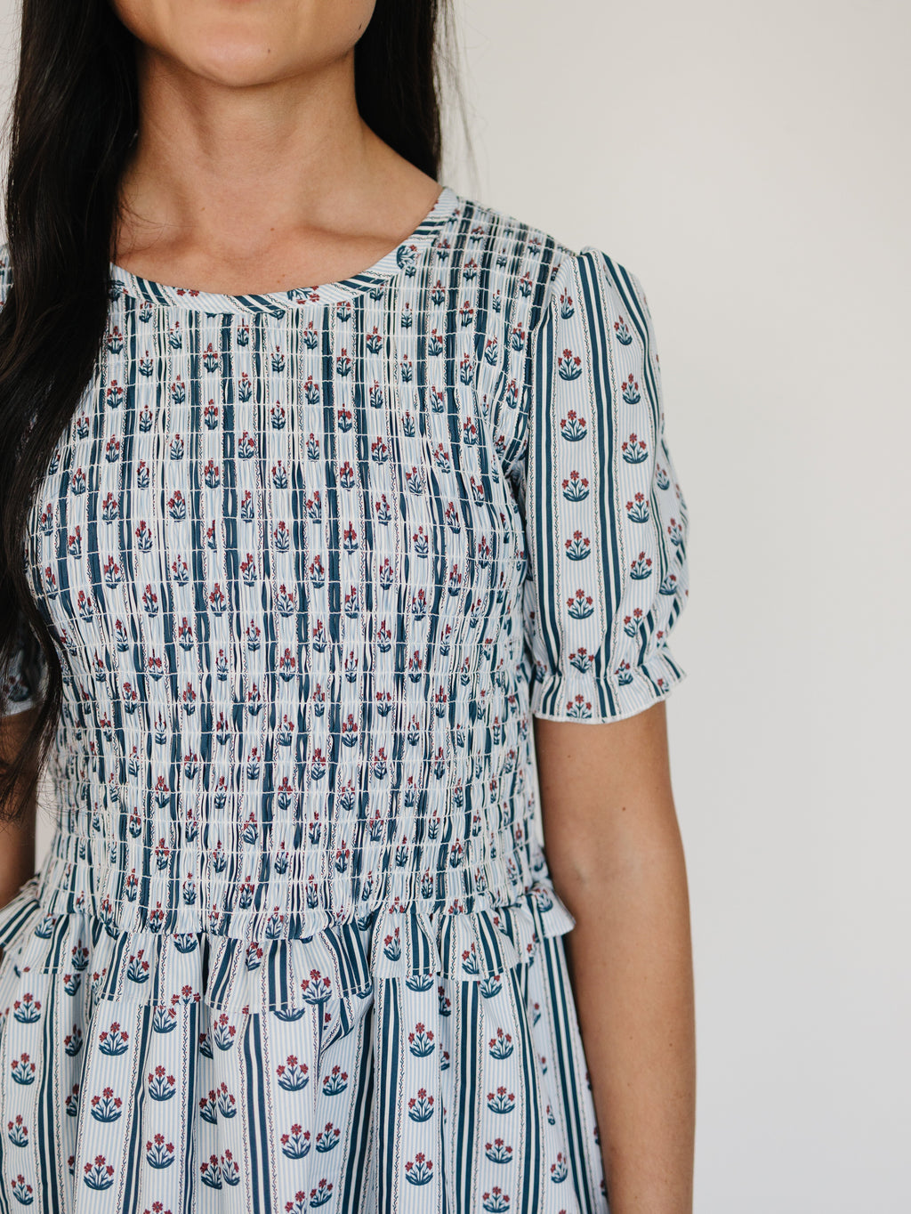 Adult Block Print Floral Dress