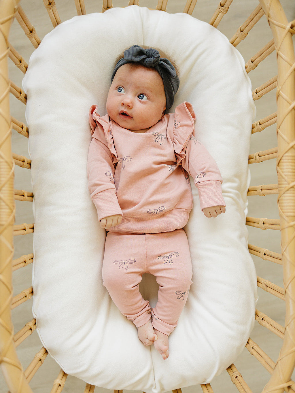 Pink Ribbon Ruffle French Terry Set