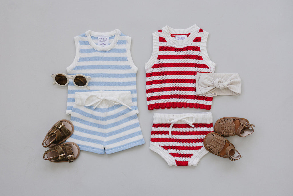 Blue Stripe Short Tank Set