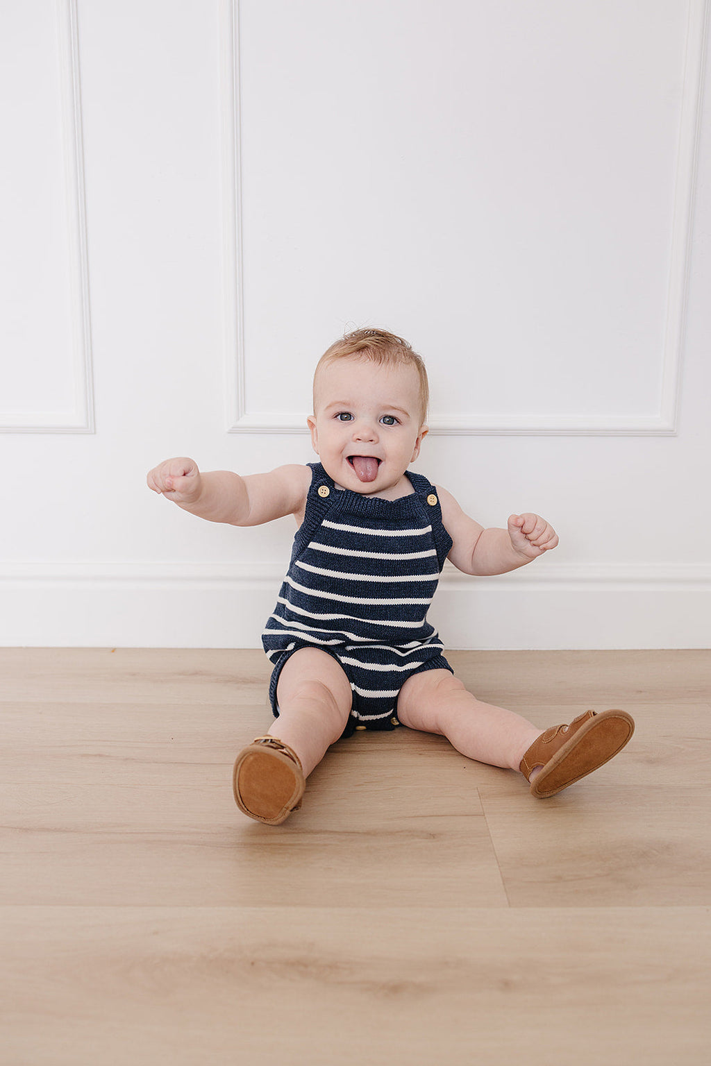 Nautical Stripe Knit Bubble Romper