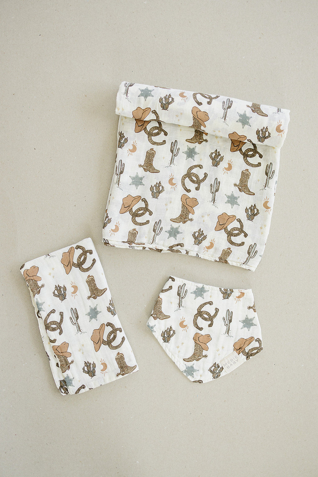 Outlaw Cowboy Muslin Burp Cloth